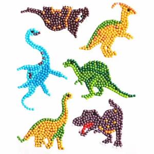 Sticker Diamond Painting  Dinos Set, 6 Sticker, ca. 4,5cm