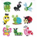 Sticker Diamond Painting  Tiere Set, 9 Sticker, ca. 4,5cm
