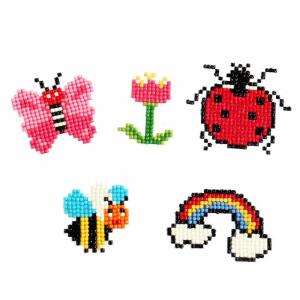 Sticker Diamond Painting Frühlingsmotiven Set, 5 Sticker, , ca. 4,5cm