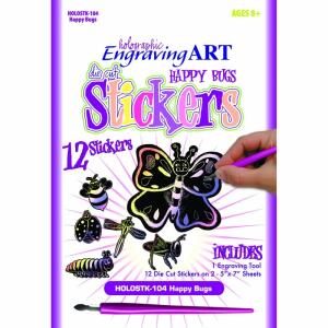 Kratzsticker Happy Bugs  14x20,3cm Hologramm 12er, Kratzbilder-Sticker Happy Bugs, mit Kratzer,, ab 8 Jahren,, Pracht Hobby