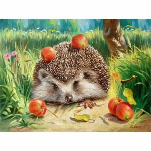Diamond Painting Igel  40x30cm, Inhalt: farbig sortierte Steine, eine Schale,, Stift, Wachs,, ab 5 Jahren