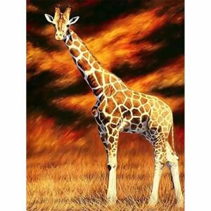 Diamond Painting Giraffe  40x30cm, Inhalt: farbig sortierte Steine, eine Schale,, Stift, Wachs,, ab 5 Jahren