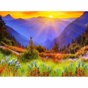 Diamond Painting  Sonnenaufgang 40x30cm, Inhalt: farbig sortierte Steine, eine Schale,, Stift, Wachs,, ab 5 Jahren