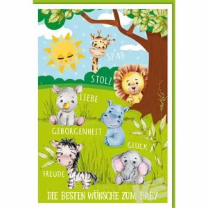 Glückwunschkarte Ereignis  Baum/lustige Tiere, Eulzer