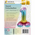 Stand-Folienballon Zahl 1  Regenbogen, Höhe 75 cm,...