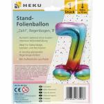 Stand-Folienballon Zahl 7  Regenbogen, Höhe 75 cm,...