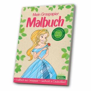 Malbuch Graspapier  Prinzessin, Gedruckt auf Graspapier,, viele verschiedene Malvorlagen