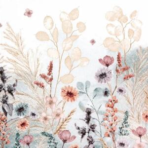 Serviette 33x33cm FSC-Mix  Mellow Flowers natural, 3-lagig, 20 Stück