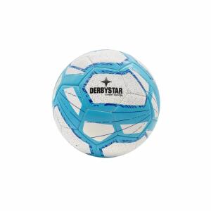 DERBYSTAR Street Soccer  Fußball Gr. 5 weiß/blau, matte Oberfläche, maschinengenäht aus 32 Paneelen,, besteht aus Soft-PVC mit Strukturoberfläche,, leicht reduziertes Gewicht zwischen 395 und 410g,, 7-Flügel-Blase bestehend aus Naturlatex, Druck: 0,6-0,8