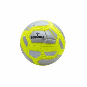 DERBYSTAR Street Soccer  Fußball Gr. 5 silber/gelb, matte Oberfläche, maschinengenäht aus 32 Paneelen, besteht aus Soft-PVC mit Strukturoberfläche,, leicht reduziertes Gewicht zwischen 395 und 410g,, 7-Flügel-Blase bestehend aus Naturlatex, Druck: 0,6-0,8
