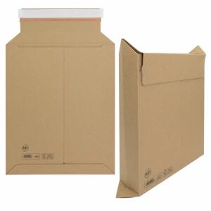 Wellpapptasche braun  250x312x70mm FSC-Rec, Format: 382-312 x 320-250 x 1-70 mm, mit Selbstklebeverschluss und Aufreißfaden, Füllhöhe bis 70, mm,