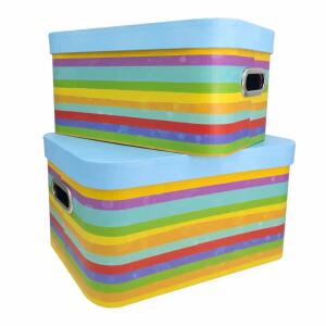 Idena Geschenkbox mit  Metallgriffe 2er FSC-Mix, Set bestehend aus 2 Boxen in den Größen: B/H/T:,  M: 22 x 18 x 32 cm, L: 24 x 19 x 35 cm