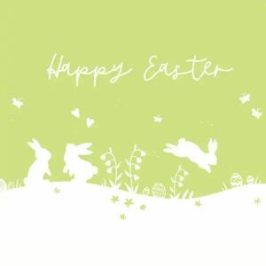 Serviette 33x33cm  Happy Easter Bunnies grün, 3-lagig, 20 Stück
