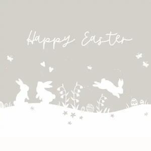 Serviette 33x33cm  Happy Easter Bunnies, taupe, 3-lagig, 20 Stück