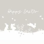 Serviette 33x33cm  Happy Easter Bunnies, taupe, 3-lagig,...