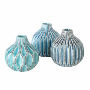Vase Lenja türkis   D/H: 11cm 3fach sortiert, Farben: graublau, türkis; Material: Keramik, Boltze