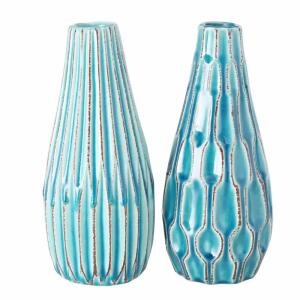 Vase Lenja türkis   D/H: 10x24cm sortiert, 2fach sortiert; Farben: türkis; Material: Keramik, Boltze
