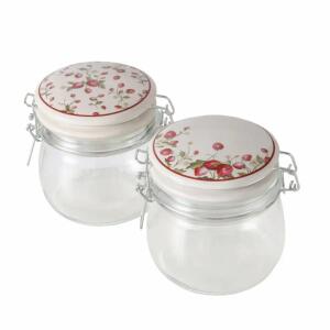 Vorratsglas Emily 450ml  2fach sortiert, Farben: rot, cremeweiß, transparent; Material: Glas, Boltze