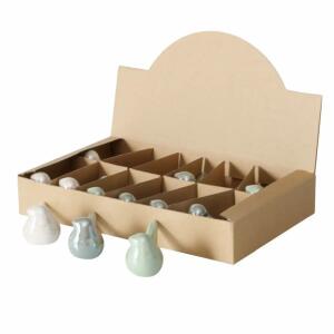 Deko-Vogel Perly grün  weiß 4cm 2fach sortiert, Farben: grün, weiß; Material: Keramik, Boltze