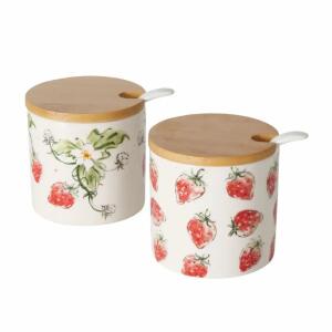 Marmeladendose Strawberry  D7,5x8cm 2fach sortiert, Material: Keramik, Boltze