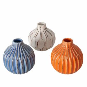 Vase Lenja blau/orange  weiß D11cm 3fach sortiert, Farben: blau, orange, weiß; Material: Keramik, Boltze