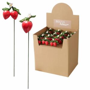 Topfstecker Erdbeere  Emily 25cm 2fach sortiert, Farben: rot; Material: Kunststoff, Boltze