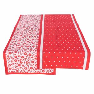 Tischläufer Lilly rot  weiß 140x40cm sortiert, 2fach sortiert; Farben: rot, weiß; Material: Textil, Boltze