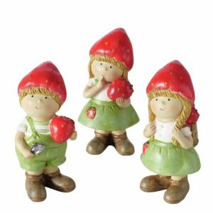 Dekofigur Kind Emily  Erdbeere 13cm sortiert, 3fach sortiert; Farben: rot, hellgrün; Material: Kunststoff, Boltze