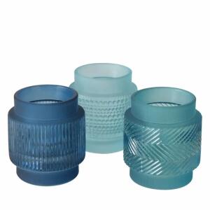 Windlicht Mares blau  türkis D7x8cm sortiert, 3fach sortiert; ; Material: Glas, Boltze