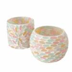 Windlicht Edina pastell  D8x8cm 2fach sortiert, Farben:...