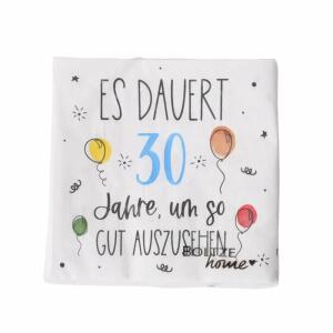 Servietten Geburtstag 30  weiß 33x33cm 20 Stück, Farben: weiß, schwarz; Material: Papier, Boltze