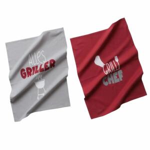 Geschirrtuch Grillzeit  grau/rot 70x50cm sortiert, 2fach sortiert; Farben: grau, rot; Material: Glas, Boltze