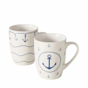 Becher Büsum blau/weiß  350ml 2fach sortiert, Farben: blau, weiß; Material: Keramik, Boltze