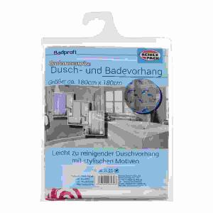 Duschvorhang mit Haken  180cmx180cm, 4fach sortiert