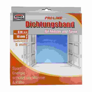 Dichtungsband  für Fenster/Türen, 6mx10mm, 5mm Spaltenbreite