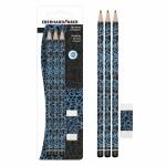 Bleistifte 3er & Radierer  neon blau/schwarz BK
