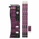 Bleistifte 3er & Radierer  neon pink/schwarz BK