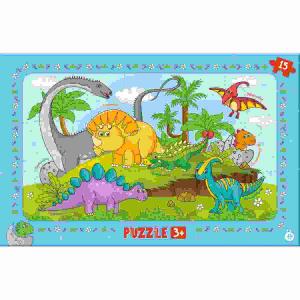 Rahmenpuzzle Dinos  15 Teile, 19x30cm, Trötsch Verlag