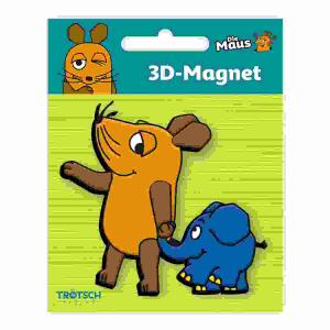 Magnet Die Maus 3D  Maus und Elefant 7,5x8cm, Trötsch Verlag
