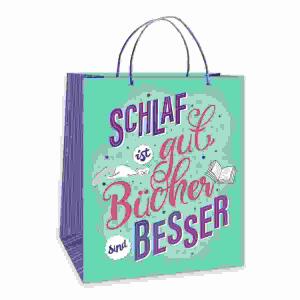 Geschenktasche Schlaf ist  gut 22x27x10cm, Schlaf ist gut Bücher sind Besser, Trötsch Verlag