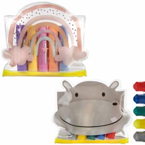 Wachsmaler Supersoft  5er 2fach sortiert, grund- oder pastellfarbend,, in PVC Tasche,, Nilpferd oder Regenbogen Motiv