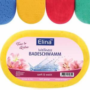 Badeschwamm Elina oval  4fach sortiert, sortiert in blau, gelb, rot, grün,, 15 x 9 x 5 cm,, OSMA Werm