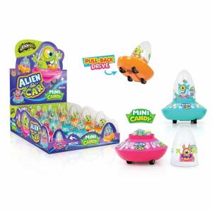 Johny Bee Alien Mini Car  mit Fruchtperlen 8g, Auto mit Rückzugmotor, Fun of Europe