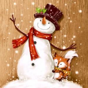Servietten 24x24cm  Cheery Snowman FSC-Mix, 20er, 3-lagig, Paper+Design