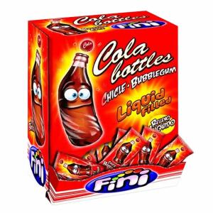 Fini Cola Bottles  Kaugummi flüssig gefüllt, in Flaschenform, flüssig gefüllt mit Cola-Geschmack, 200 Stück, einzeln verpackt,, Fini