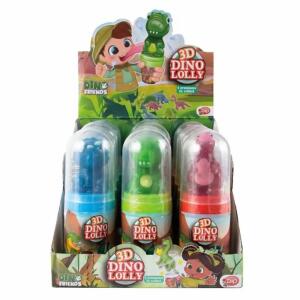 Lolly 3D Dino & Friends  20g, 3 kleine Dino Lutscher in 3 Geschmacksrichtungen,
