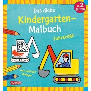 Das dicke Kindergarten  Malbuch Fahrzeuge, Malen mit farbigen Vorlagen, Softcover, 84 Seiten, Autorin, Andrea Pöter, Illustration Andera Pöter, ab 2 Jahren