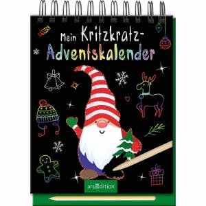Mein Kritzkratz  Adventskalender, mit Holzstift, Spiralbindung, 24 Seiten, ab 5 Jahren,, Ars Edition