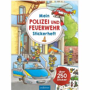 Mein Polizei und  Feuerwehr Stickerheft, über 250 Sticker, Softcover, 40 Seiten,, illustriert von Sebastian Coenen, ab 4 Jahren,, Ars Edition