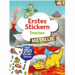 Erstes Stickern Drachen  metallic über 250 Sticker, Softcover, 40 Seiten, illustriertvon Sebastian Coenen,, ab 3 Jahren,, Ars Edition